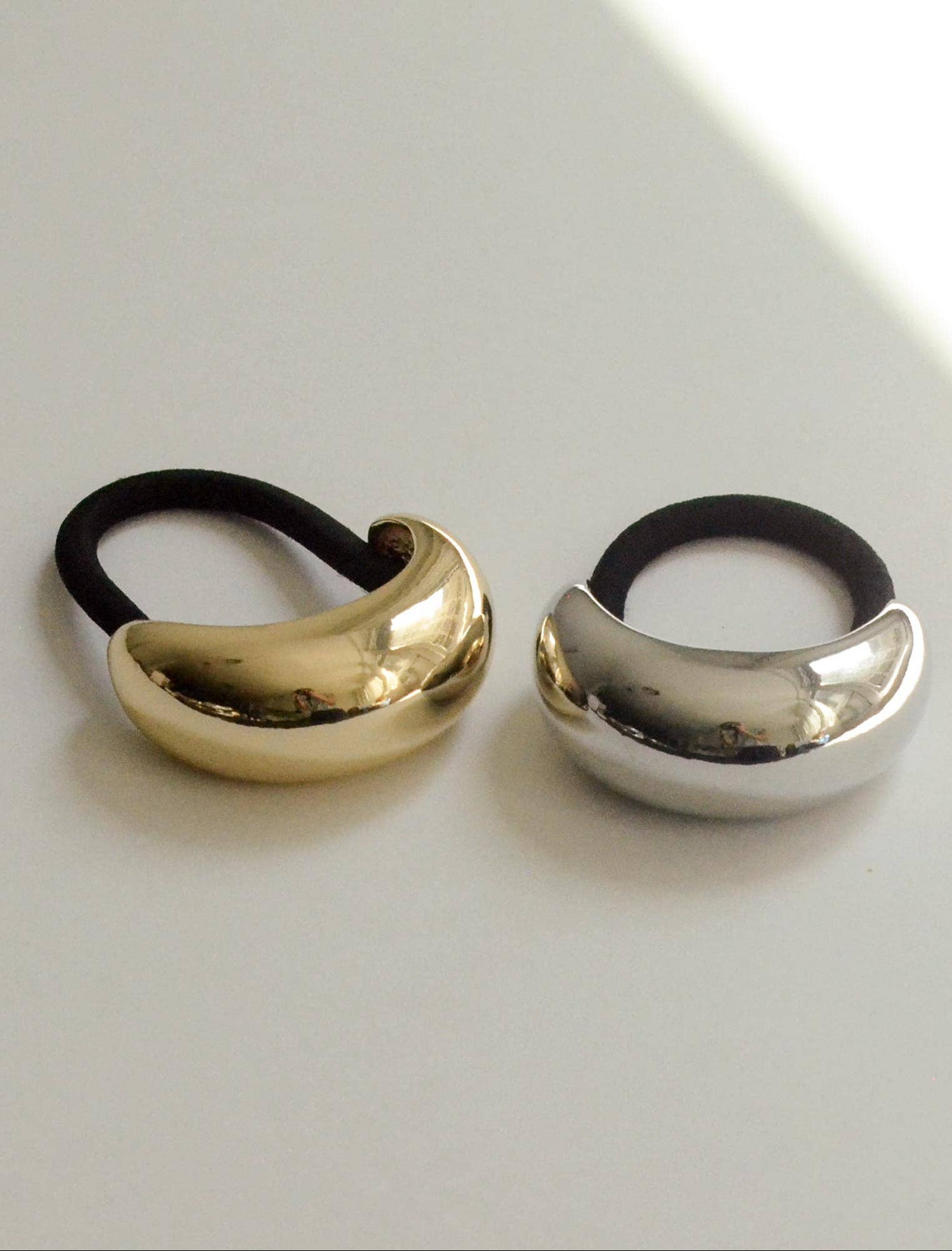 Gold Narrow Crescent Metal Cuff Hair Tie