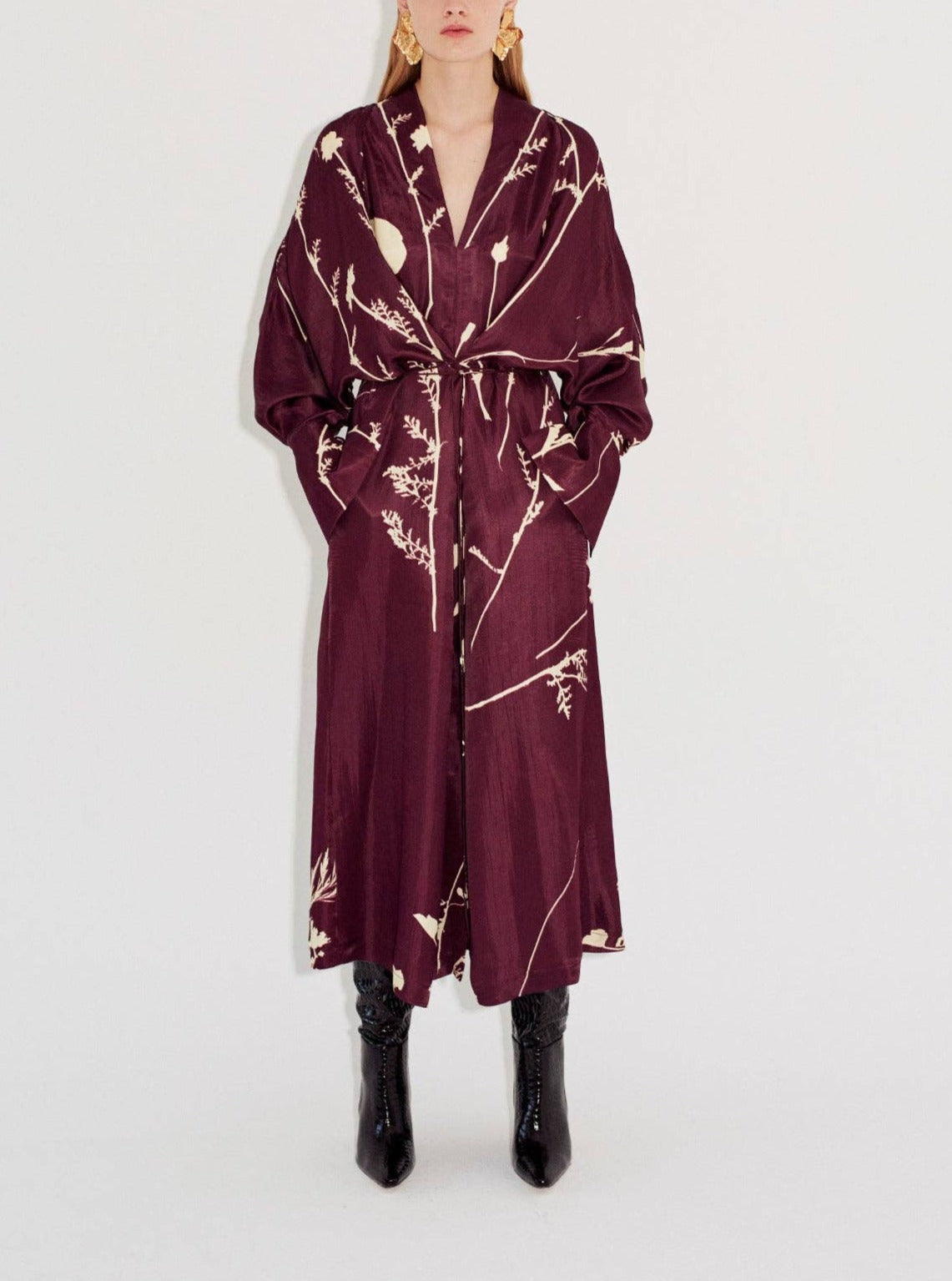 Eikō Ai Aubergine Gobi Kimono Dress