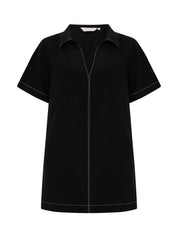 The Handloom Black Mae Mini Shirt Dress