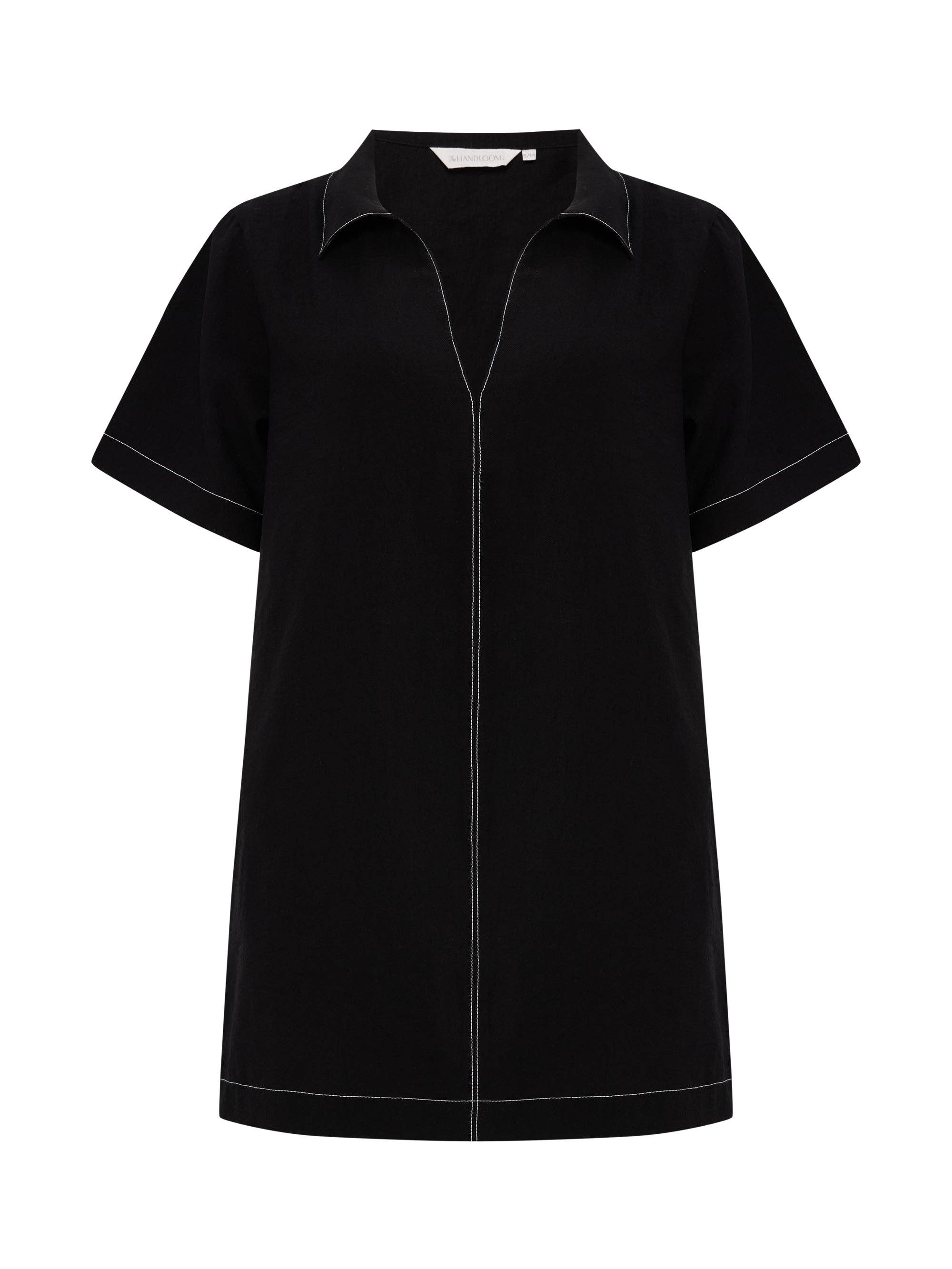 The Handloom Black Mae Mini Shirt Dress