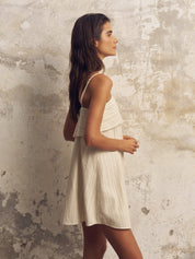 The Handloom Oatmeal Stripe Mini Dress