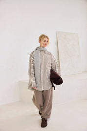 Light Gray Alpaca Skinny Scarf