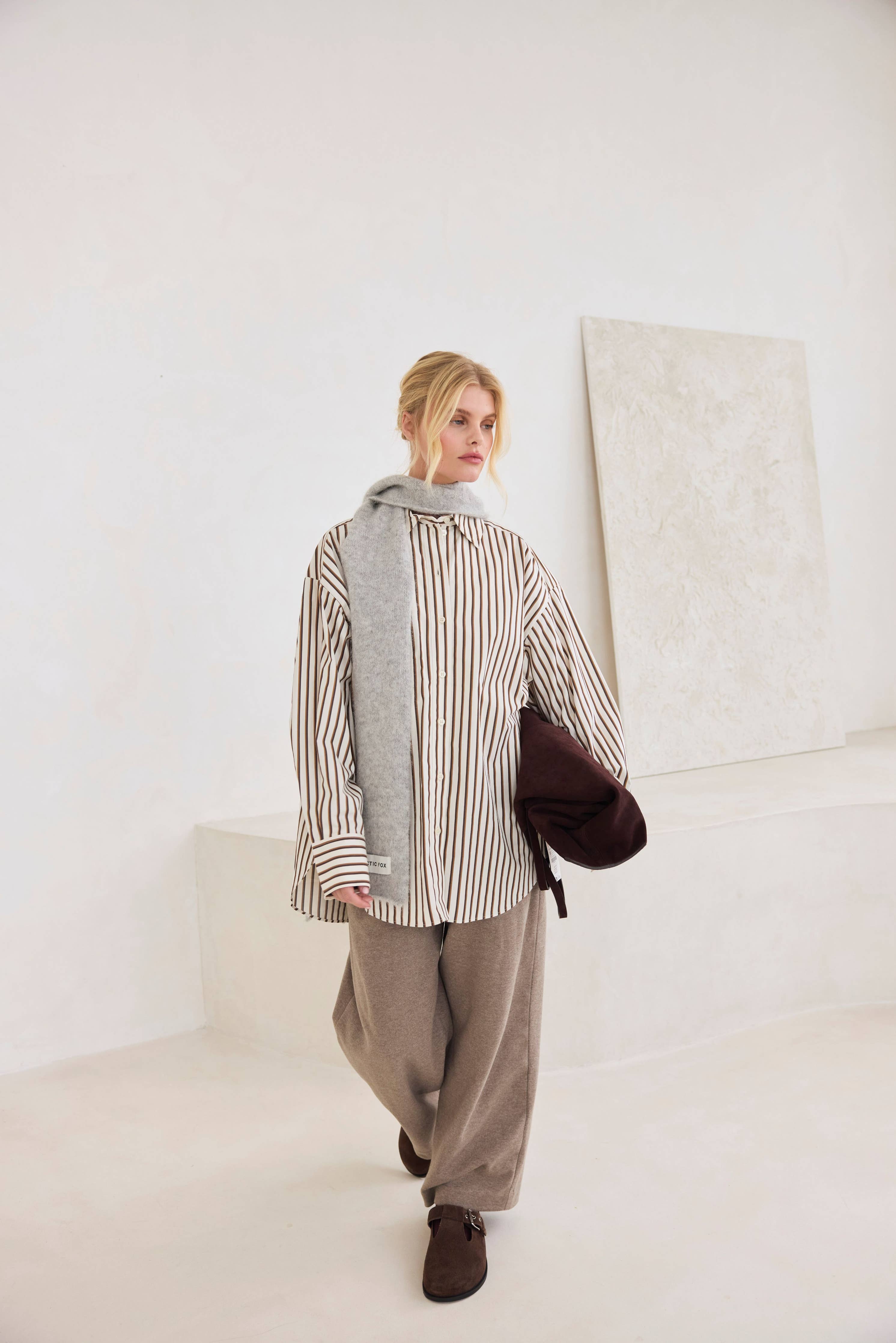 Light Gray Alpaca Skinny Scarf