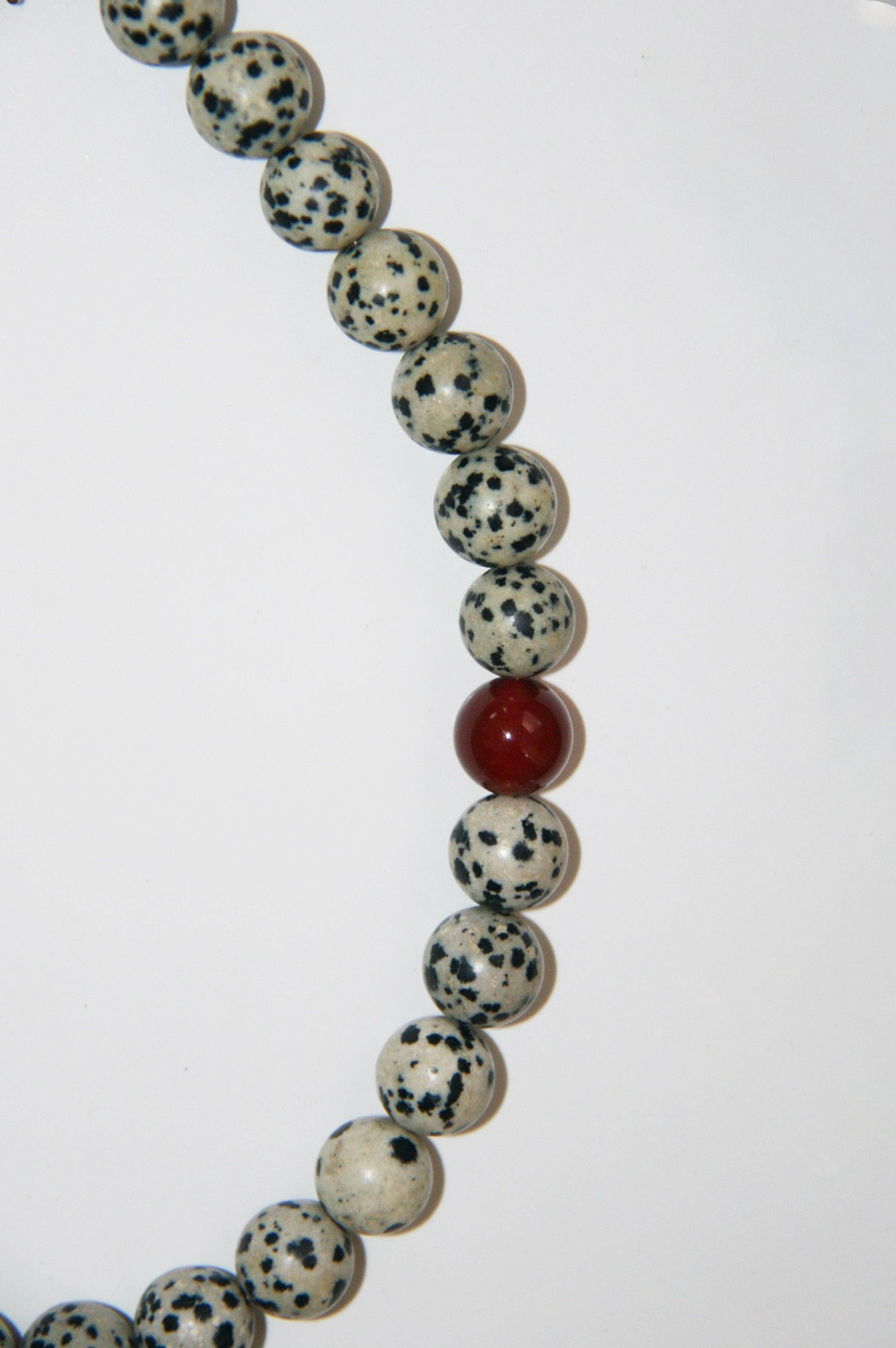 By Orly Poppy Dalmatian Jasper and Carnelian Beaded Necklace