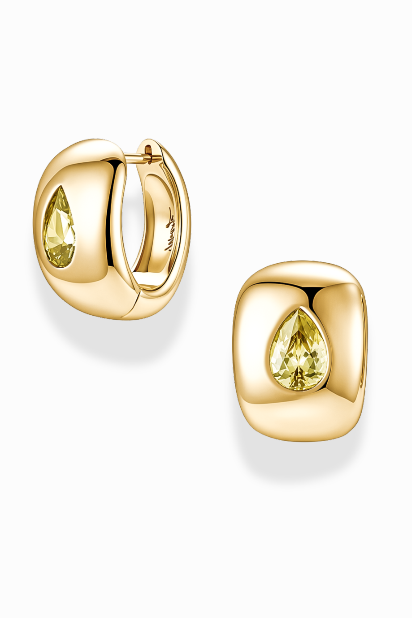 Gold Penn Olive Gemstone Hoops