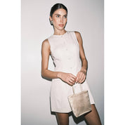 Cream Lenore Button-Front Sleeveless Mini Dress