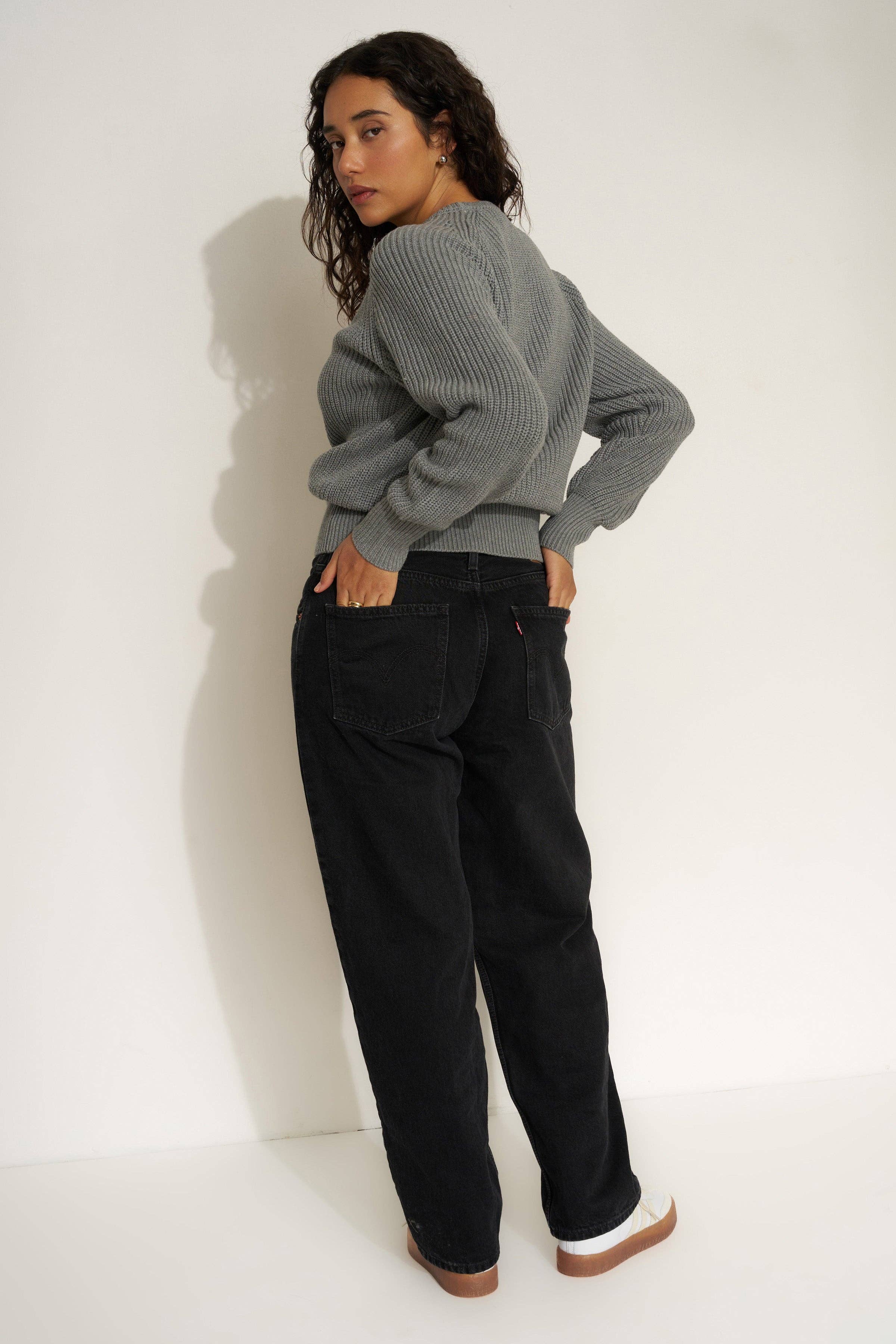 Heather Grey Cotton Crewneck Sweater