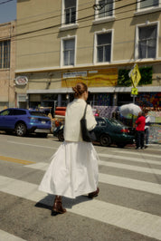 White Kiana Side Tie Midi Skirt