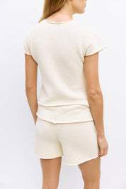 Ivory Alana Summer Knit Button Down Top