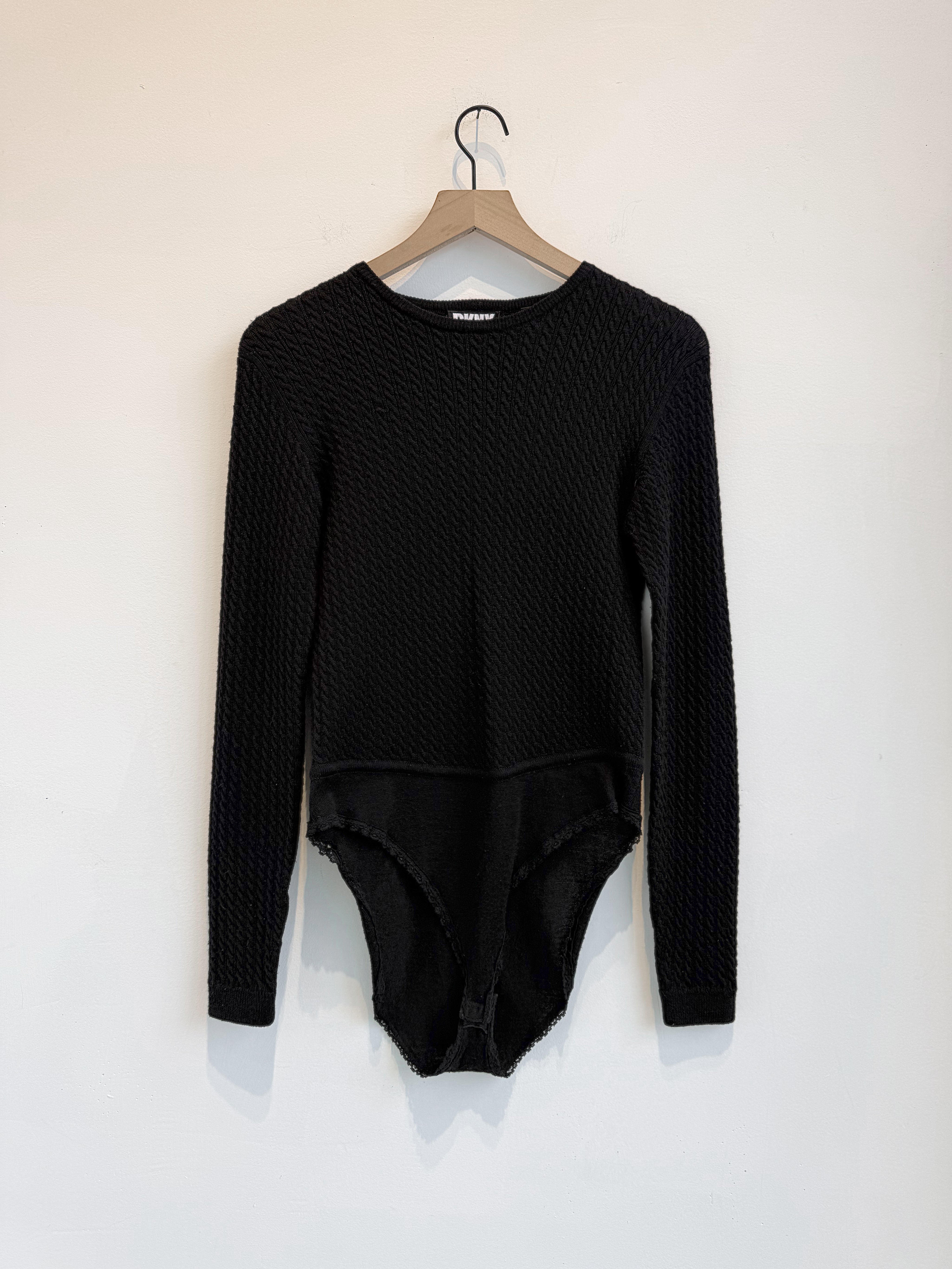 Vintage DKNY Black Wool Bodysuit