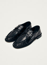 Alohas Brandy Black Leather Loafers