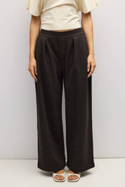 Brown Pinstripe Pleated Sophia Pants