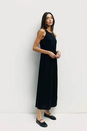 Black Linen Midi Dress