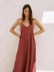 The Handloom Burgundy Lucid Flow Maxi Dress