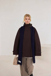 Deep Navy Alpaca Skinny Scarf