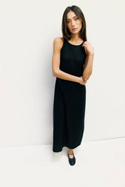 Black Linen Midi Dress
