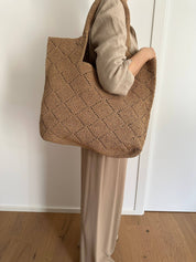Camel Handmade Raffia Tote