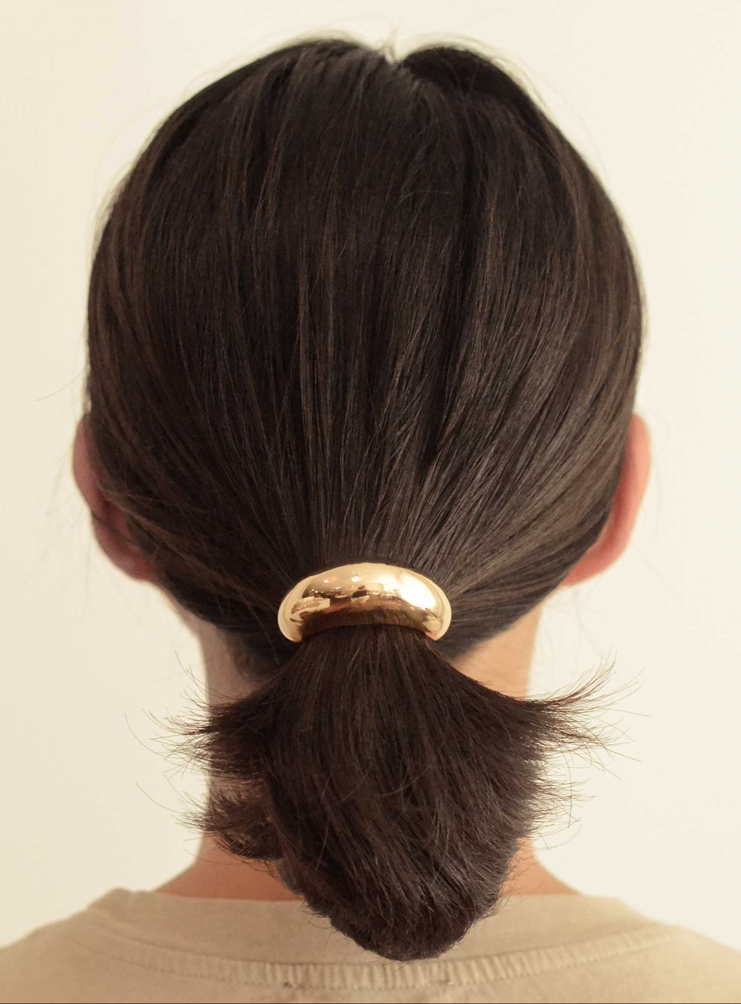 Gold Narrow Crescent Metal Cuff Hair Tie