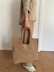 Camel Handmade Raffia Tote