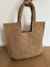 Camel Handmade Raffia Tote