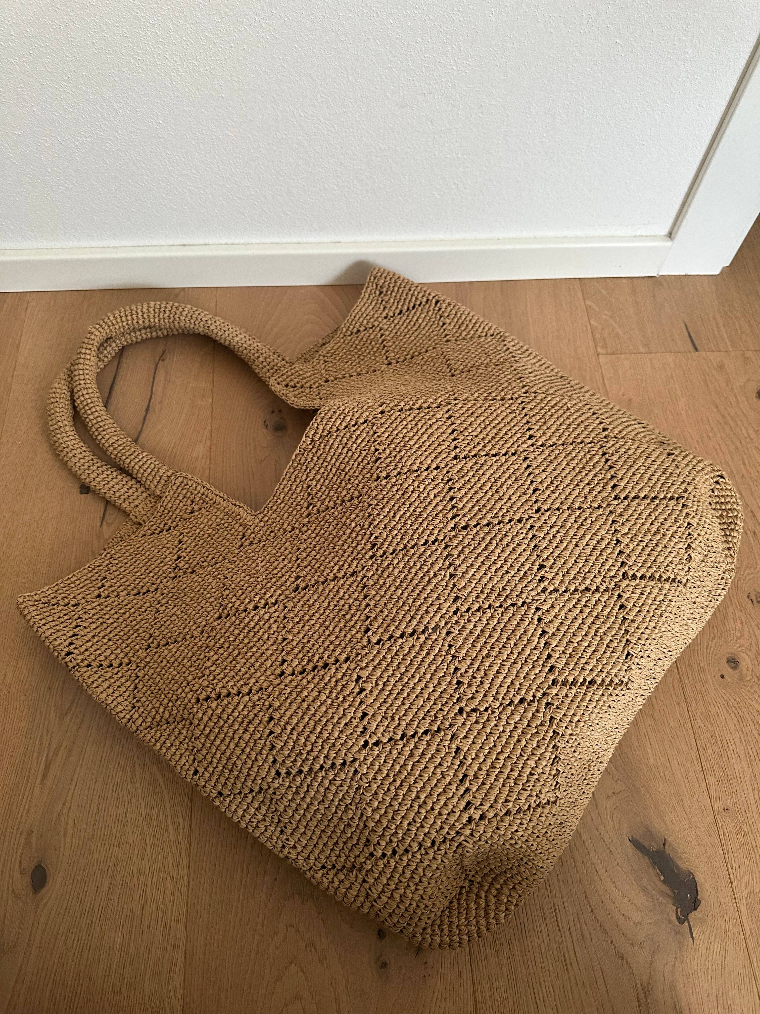 Camel Handmade Raffia Tote