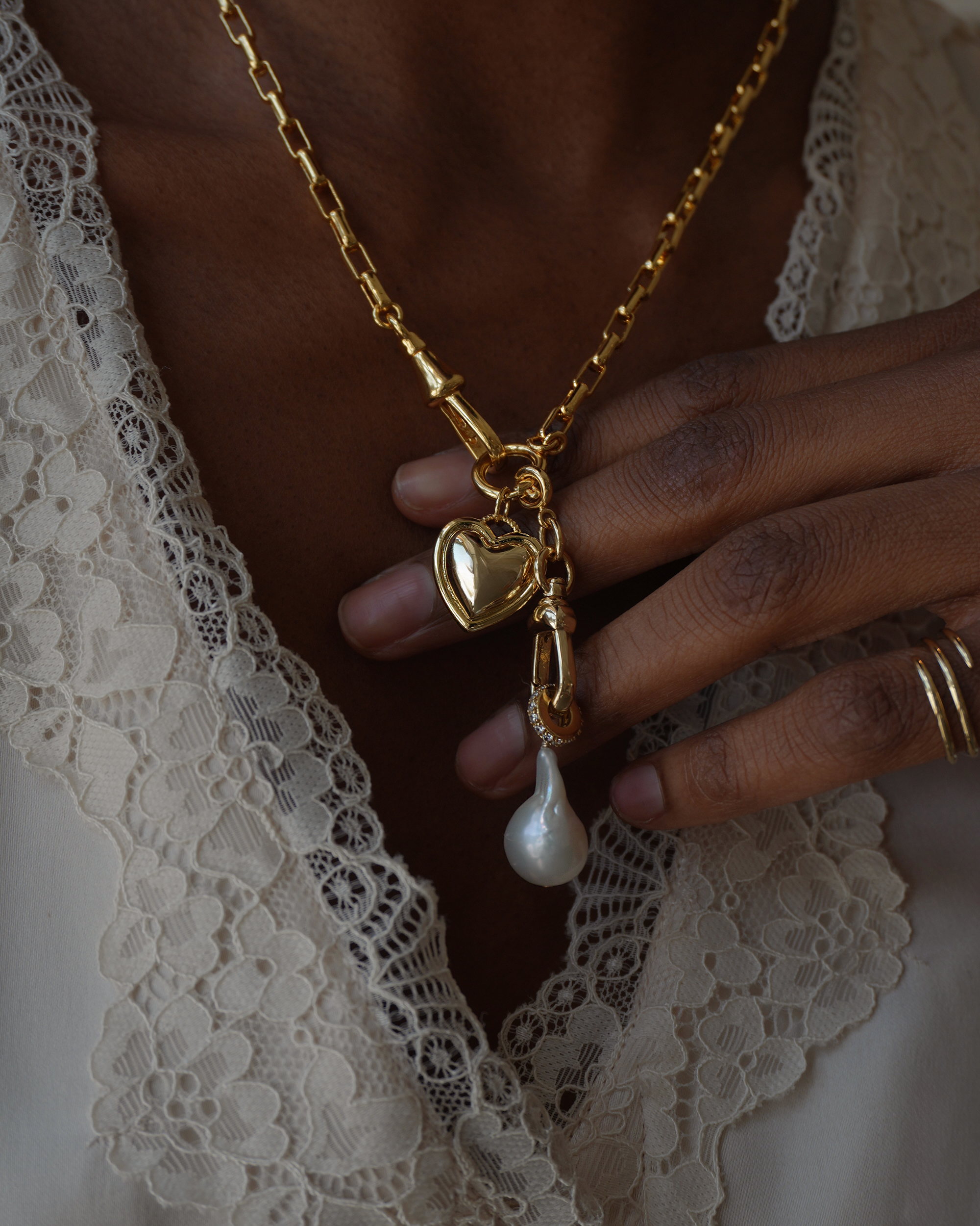 Gold Olivia Puffy Heart Charm