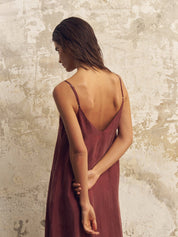 The Handloom Burgundy Lucid Flow Maxi Dress