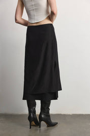 Black Sheer Layered Midi Skirt