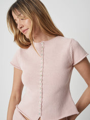Pink Alana Knit Button Down Top