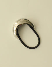 Silver Narrow Crescent Metal Cuff Hair Tie