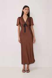 Brown V-Neck Estelle Dress