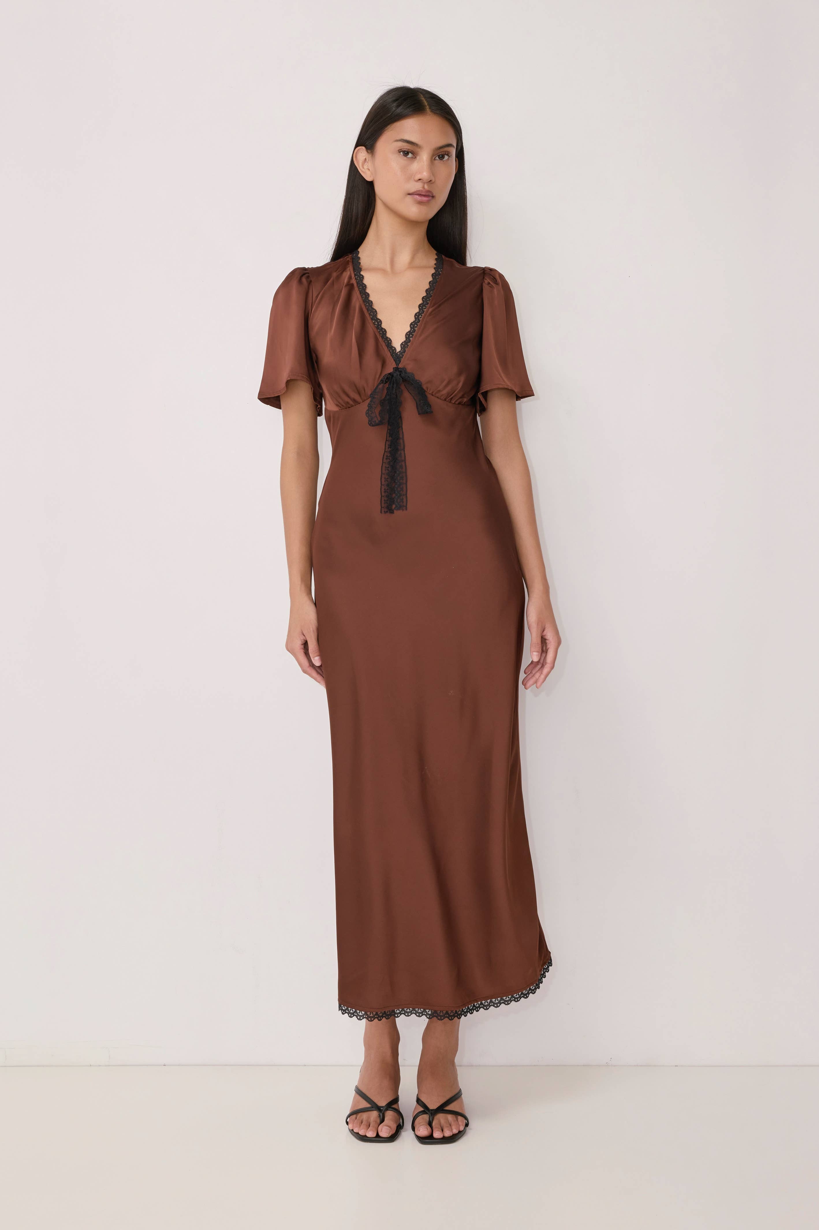 Brown V-Neck Estelle Dress