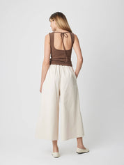 Brown Cowl Neck Knit Tank Top