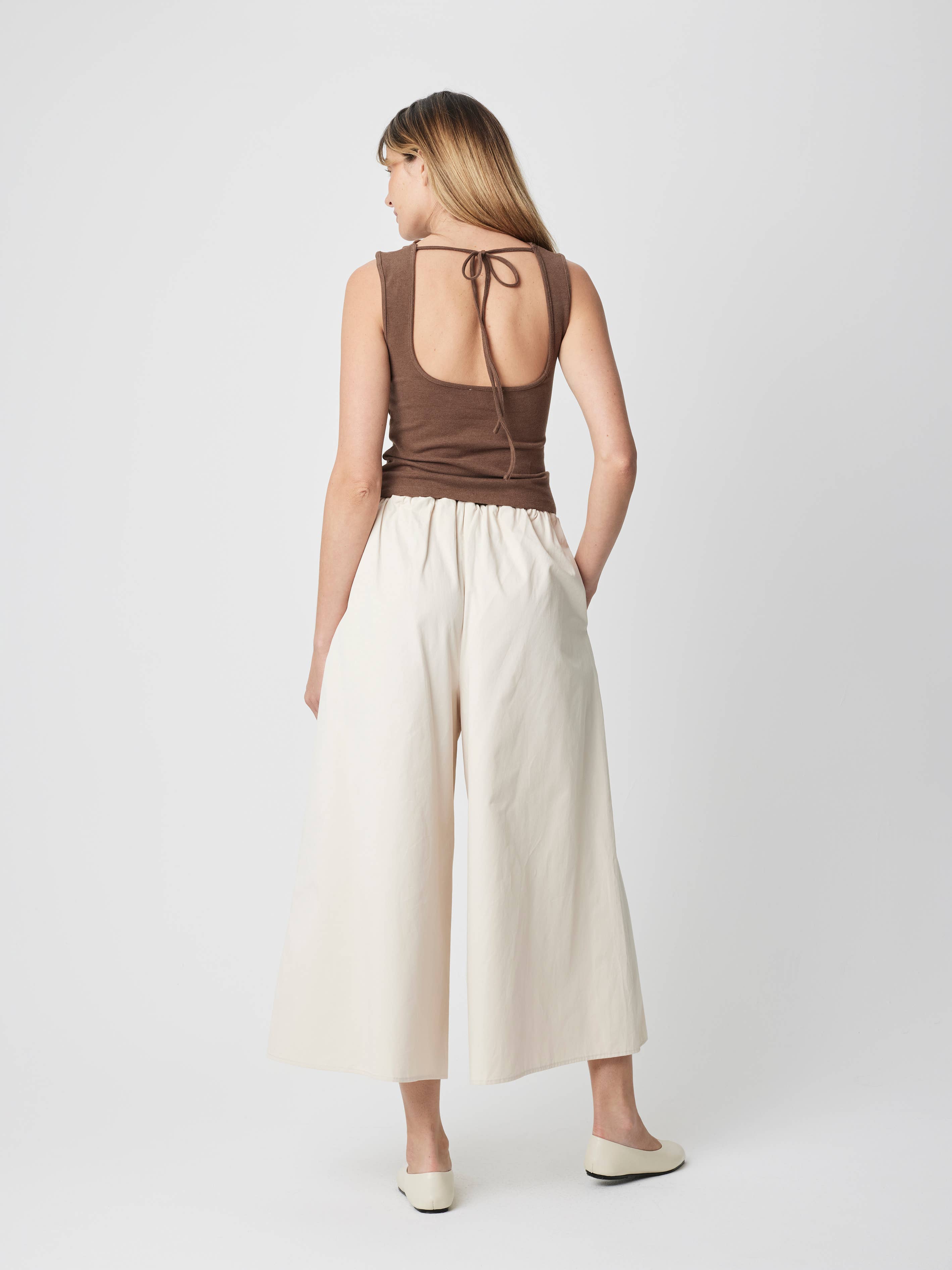 Brown Cowl Neck Knit Tank Top