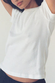 LA Relaxed White Pointelle Baby Tee