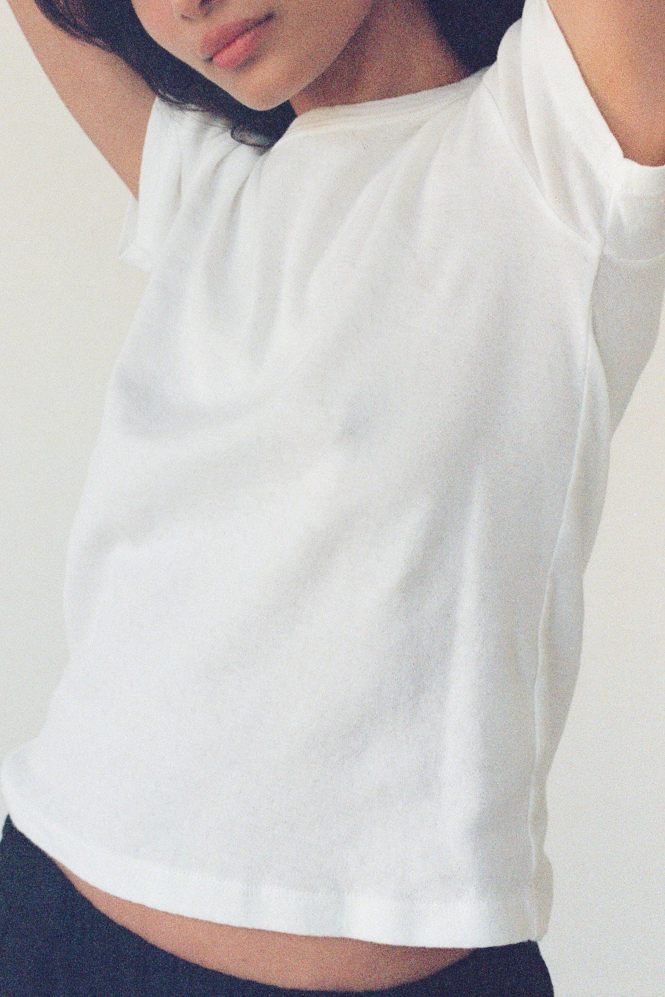 LA Relaxed White Pointelle Baby Tee