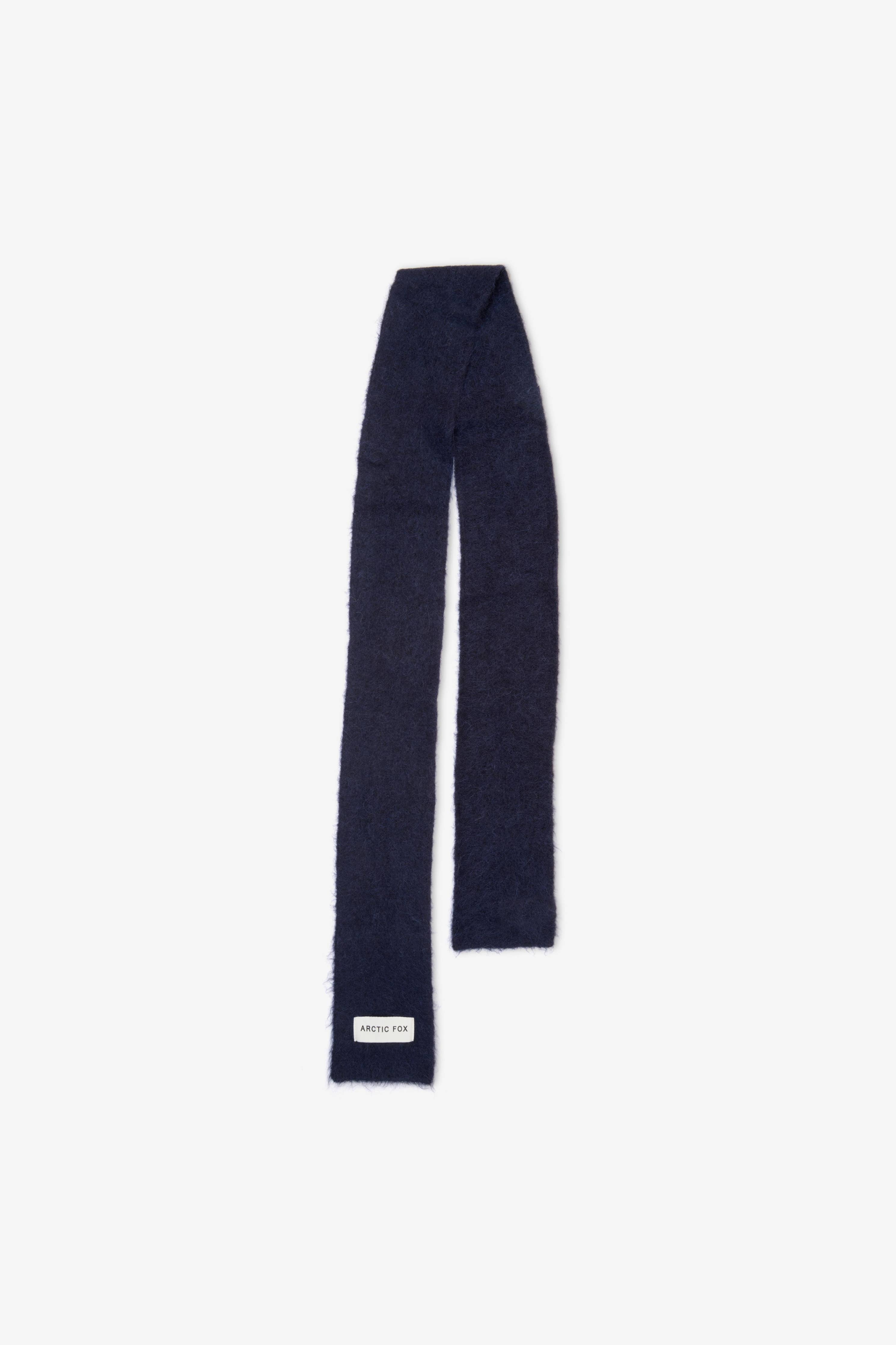 Deep Navy Alpaca Skinny Scarf
