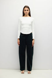 White Wide Neck Janel Top