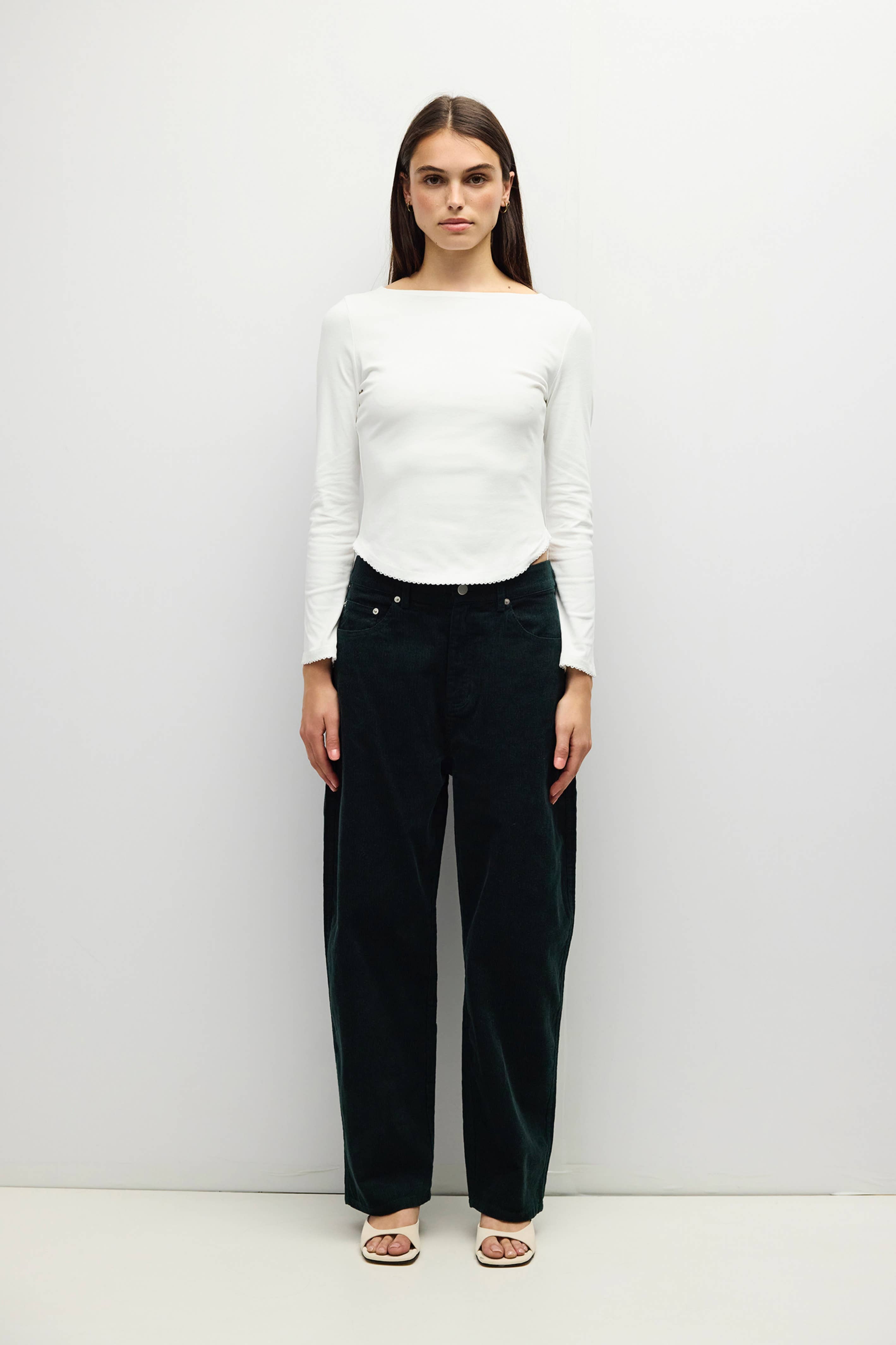 White Wide Neck Janel Top