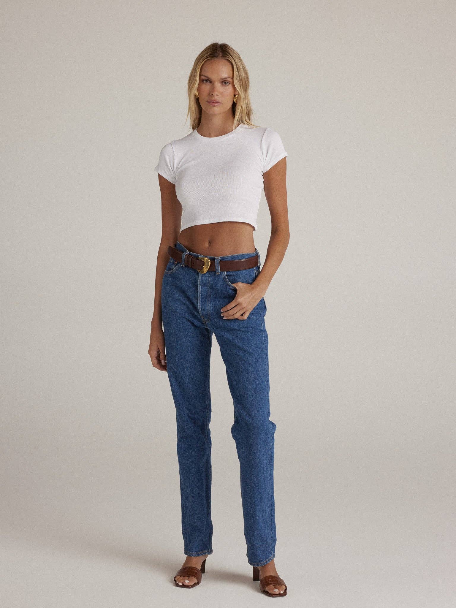 Belen White Cropped Baby Tee