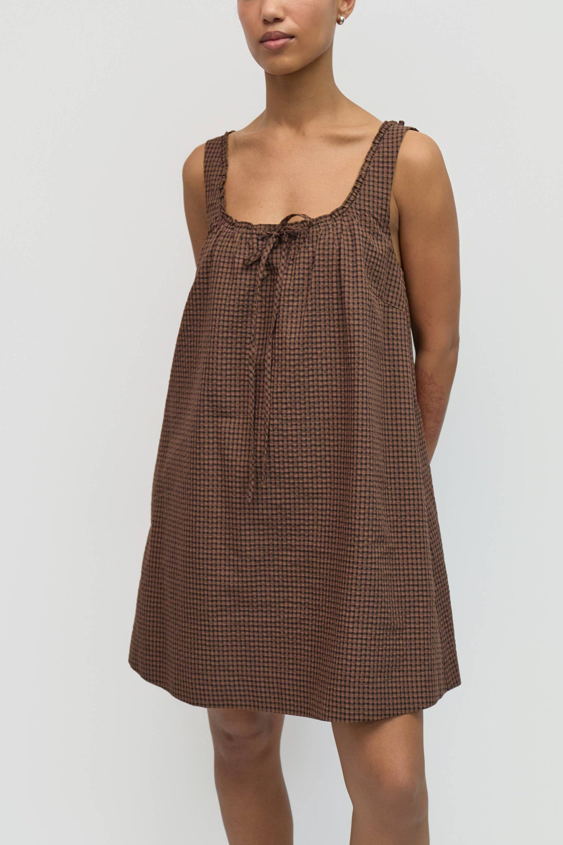 Brown Plaid Gabby Mini Dress