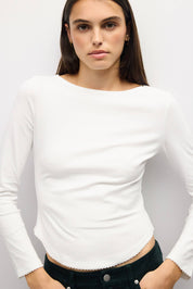 White Wide Neck Janel Top