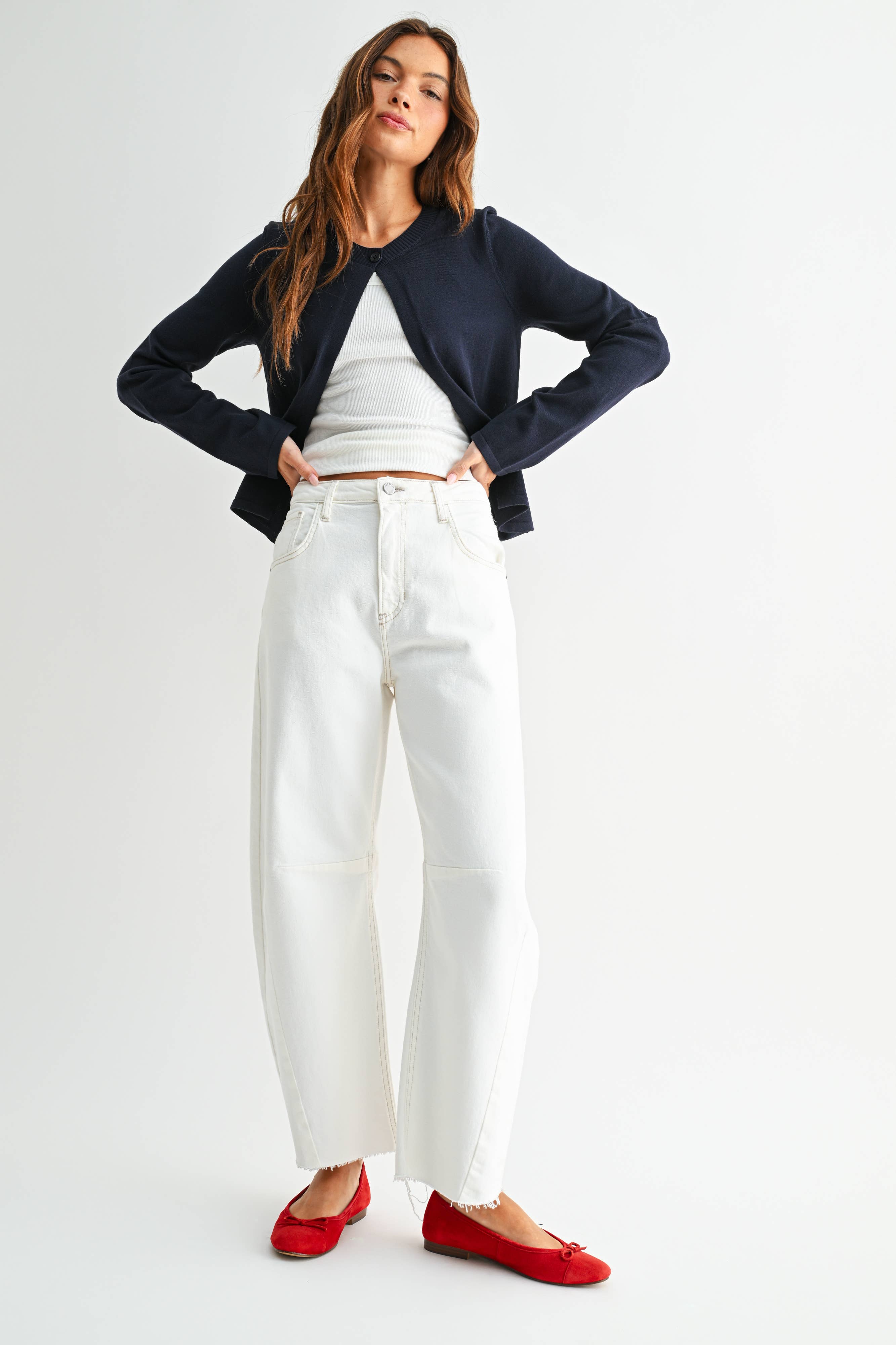 Just Black Off White Seamed Barrel Jeans