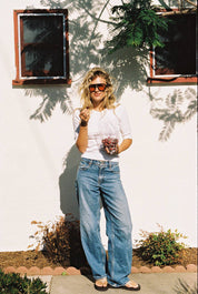 LA Relaxed White Organic Rib Quarter Sleeve