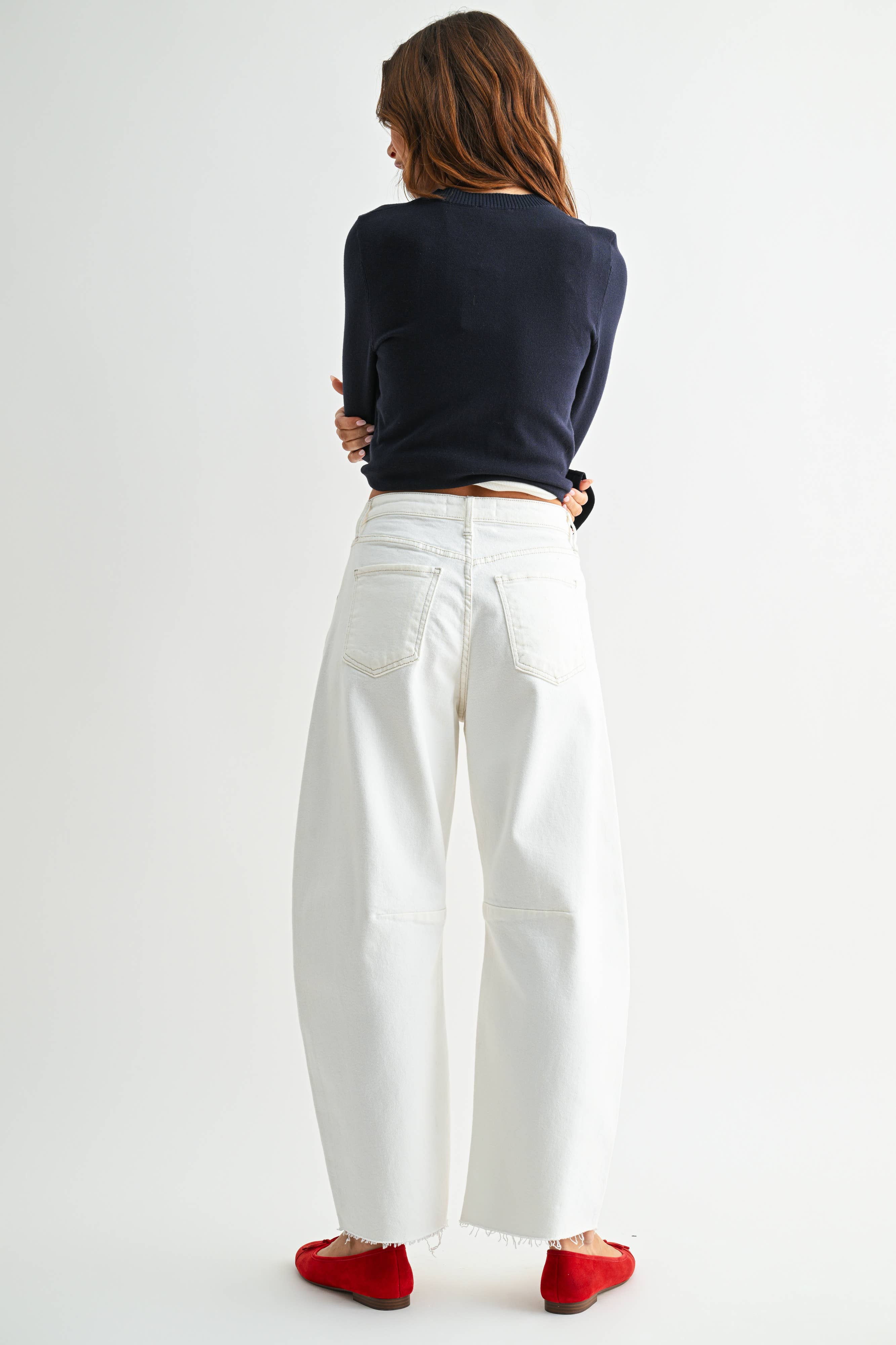 Just Black Off White Seamed Barrel Jeans
