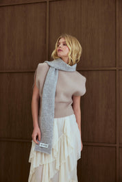 Light Gray Alpaca Skinny Scarf