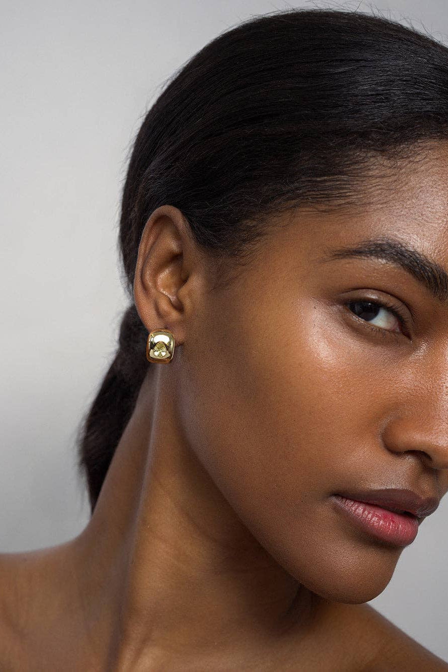 Gold Penn Olive Gemstone Hoops