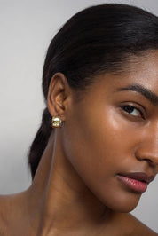 Gold Penn Olive Gemstone Hoops