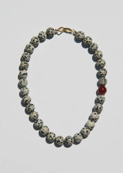 By Orly Poppy Dalmatian Jasper and Carnelian Beaded Necklace