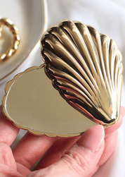 Gold Seashell Compact Mirror